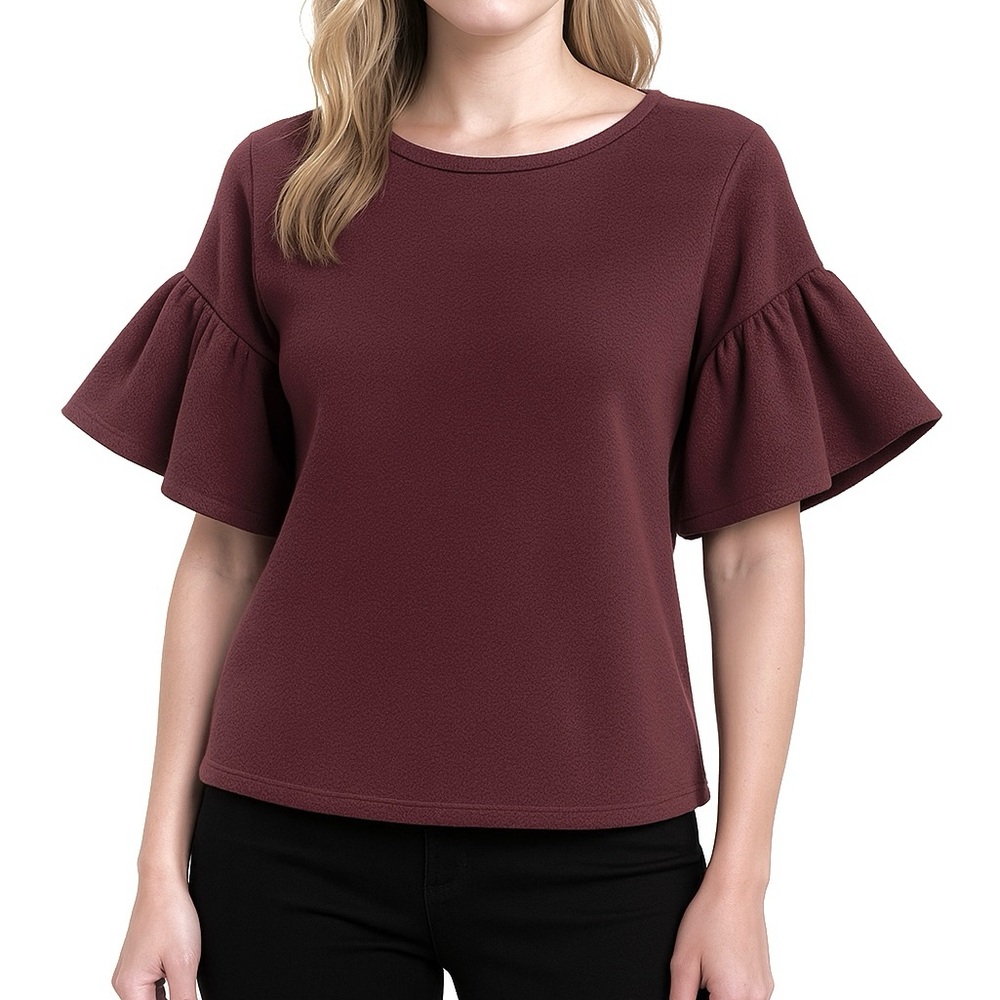 Express Textured Cropped Bell Sleeve Tone Down Mauve Top Large to X Large